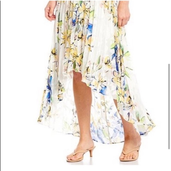 Alex Marie NWT Floral Halter Dress Semi Sheer, Chain Detail High Low Chiffon 2 - Picture 4 of 16